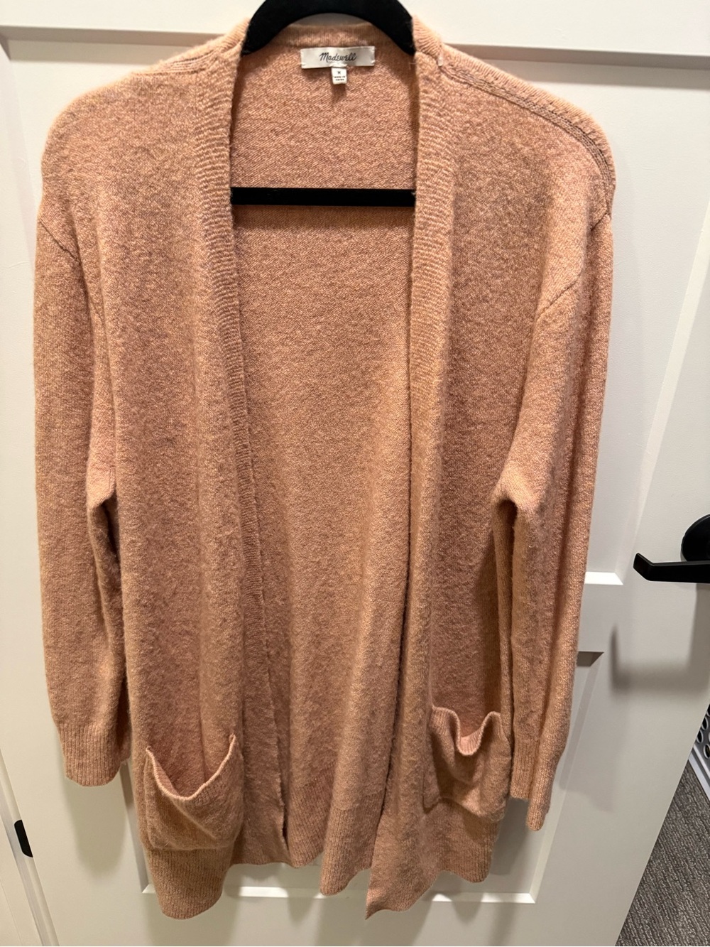 Madewell Kent Cardigan Sweater M Merino Wool Alpaca Long Open Front Pink